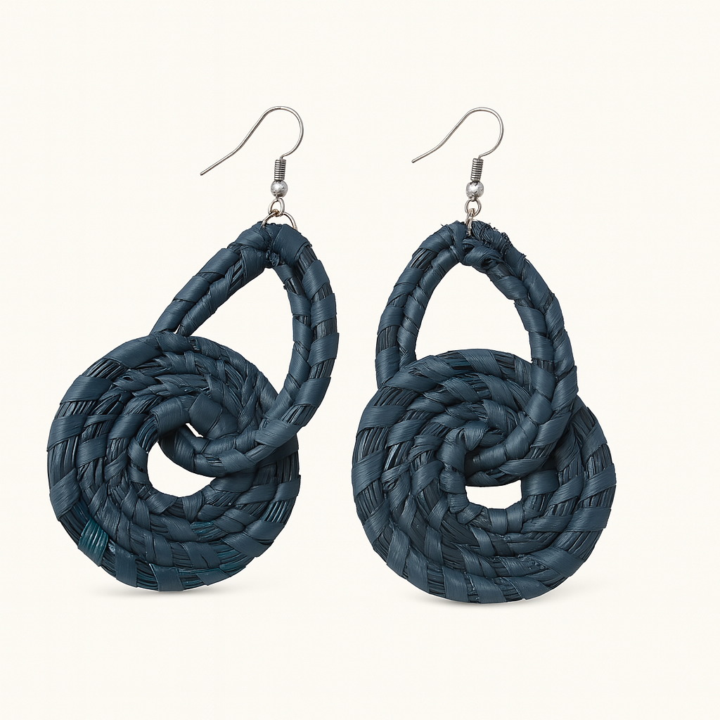 Handcrafted Blue Spiral Earrings - Frida Collection
